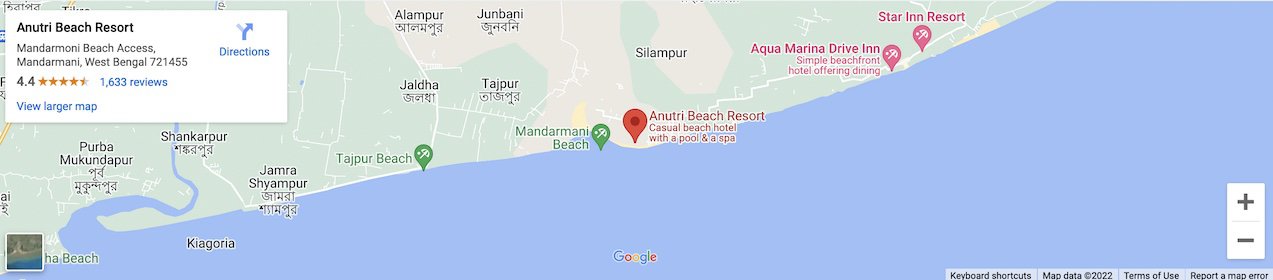 Get directions to Anutri Beach Resort in Mandarmani